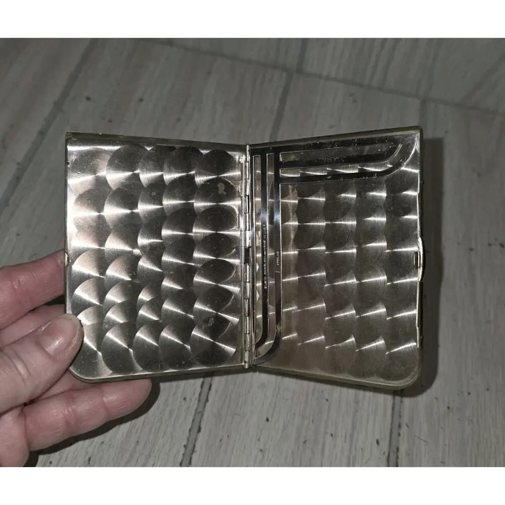 Vtg 40s-50s Elgin American Sterling Silver Cigarette Case Engine Turned 4oz USA